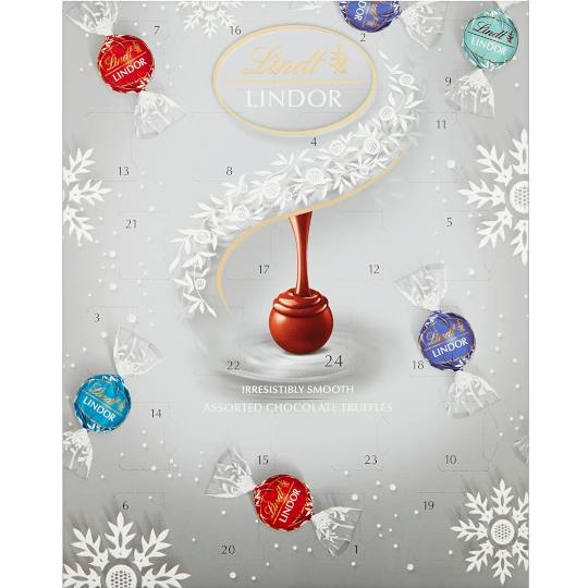 Lindt LINDOR Assorted Chocolate Truffles Silver Advent Calendar