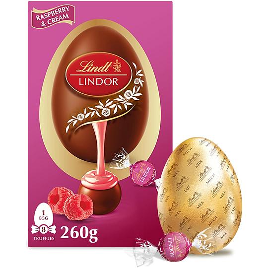 Lindt LINDOR Raspberry & Cream Easter Egg 260g