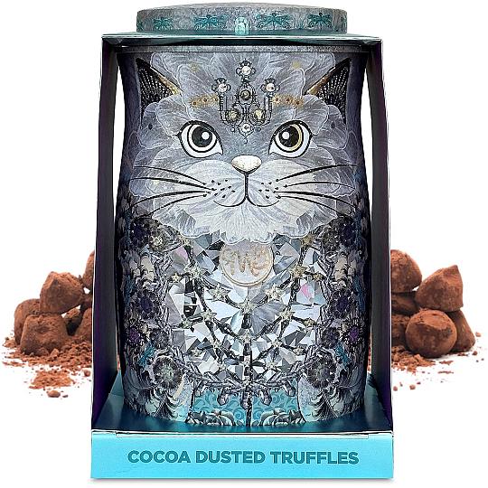 Monty Bojangles “Diamond Empress” Assorted Cocoa Dusted Chocolate Truffles Cat Tin