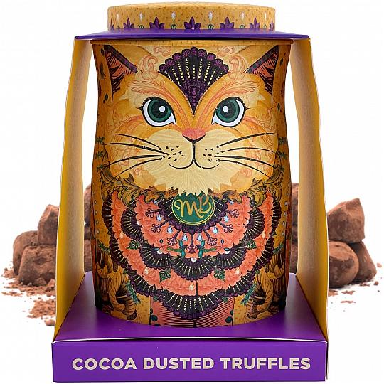 Monty Bojangles “Savanna Gold” Flutter Scotch Cocoa Dusted Chocolate Truffles Cat Tin