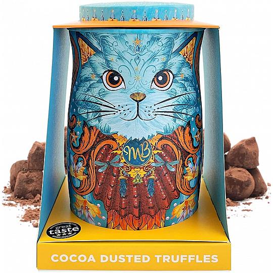 Monty Bojangles “Spirit Blue” Coconut Crush Cocoa Dusted Chocolate Truffles Cat Tin