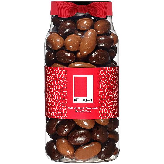 rita FARHI Milk & Dark Chocolate Covered Brazil Nuts Gift Jar