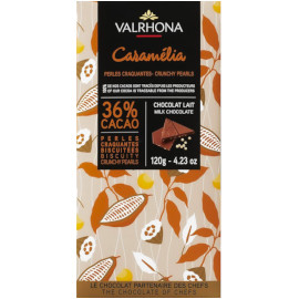 Valrhona Caramelia Crunchy Pearls 36% Cacao Milk Chocolate Bar 120g