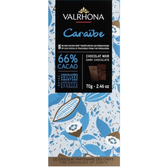 Valrhona Caraibe 66% Cacao Dark Chocolate Bar 70g