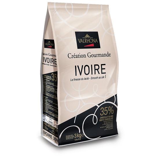 VALRHONA Ivoire 35% Cocoa Couverture Chocolate Chips 3kg