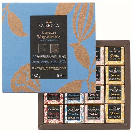 Valrhona Les Essentiels 32 Dark & Milk Chocolate Tasting Squares 160g